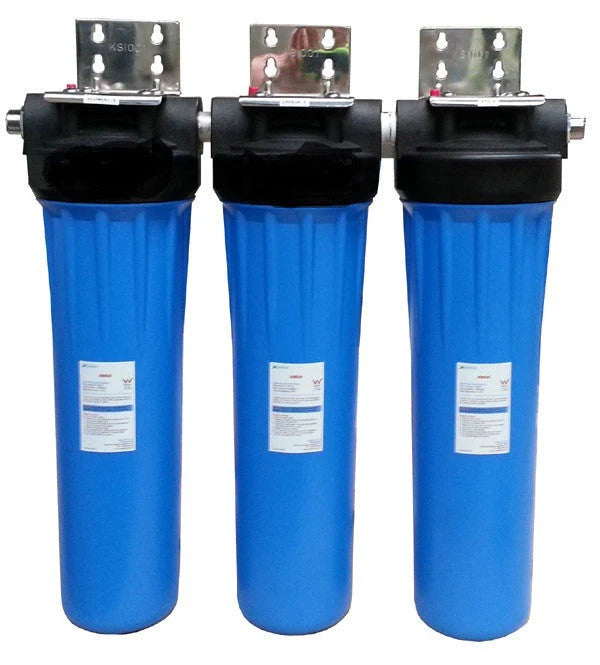 WFW Triple 20" Big Blue with AntiScale Whole Home Water Filter System Supplied & Installed 